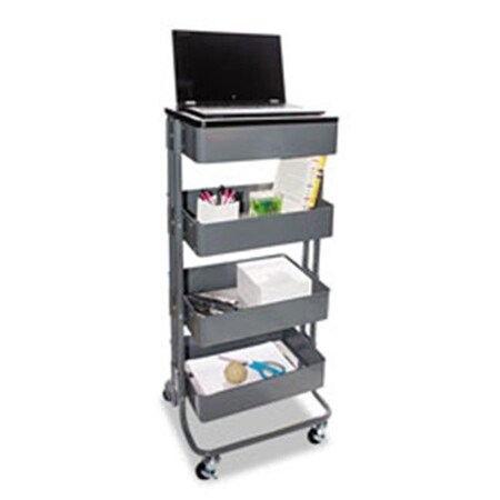 Made4Mattress 17 x 14.37 x 18.5 in. Multi Use Storage Cart & Stand Up Workstation; Gray MA529098
